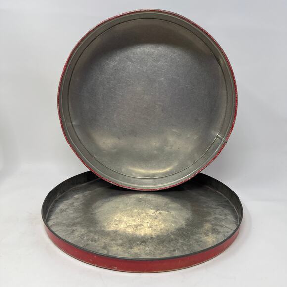 Vintage 30s Huylers Christmas Candy Tin Round Metal Primitive Cottage Farmhouse - Picture 12 of 15